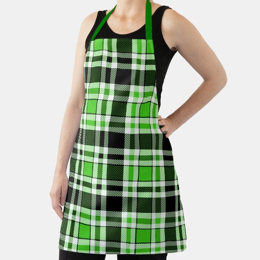 Tablier Motif de tartan à carreaux en flanelle vert noir b