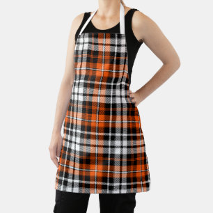 Tablier Motif de tartan à carreaux orange noir blanc