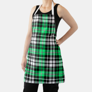 Tablier Motif de tartan à carreaux vert noir blanc