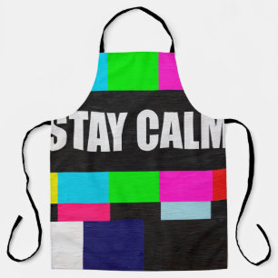 Tablier motif de test de télévision rétro avec rester calm