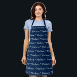 Tablier Motif de texte bleu marine personnalisé<br><div class="desc">Motif de texte bleu marine personnalisé Vous pouvez modifier le nom ou le texte. Idéal pour cuisiniers,  chefs,  poteries,  céramiques,  artisanat,  travail,  cuisine,  boulangerie,  barbecue,  grill,  mais aussi pour les entreprises et les magasins,  etc</div>