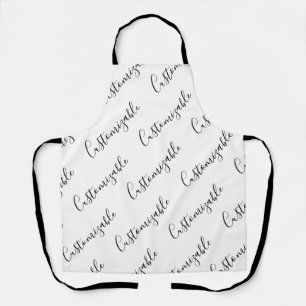 Tablier Motif de texte de script moderne modifiable   Noir
