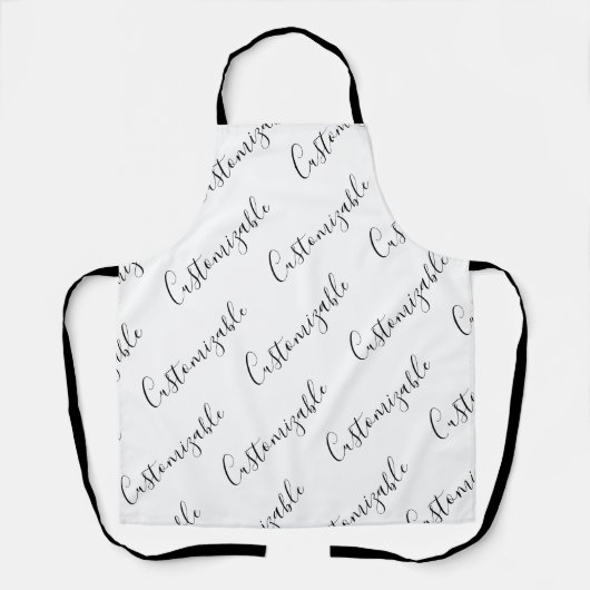 Tablier Motif de texte de script moderne modifiable | Noir (Recto)