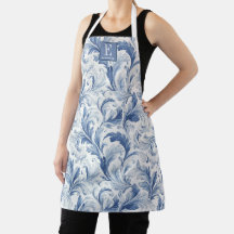 Motif de toile de pays français bleu avec monogram