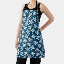 Motif de tortue de style côtier blanc et bleu