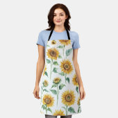 Tablier Motif de tournesol Aquarelle Botanique (Porté)