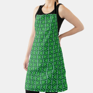 Tablier Motif de Triangle Vert à Trois Tons Abstrait