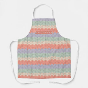 Tablier Motif de tricot pastel scandinave personnalisé Nom