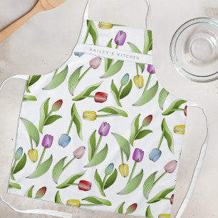 Tablier Motif de tulipe coloré moderne personnalisé