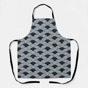 Tablier Motif de vagues Seigaiha bleu marine et blanc