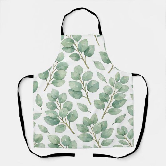 Tablier Motif de verdure d'eucalyptus à l'aquarelle (Recto)