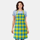 Tablier Motif de vérification de la plaid bleu jaune vert (Porté)