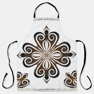 Tablier Motif décoratif de motif baroque brun avec Flo