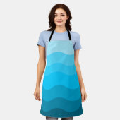 Tablier Motif dégradé des vagues bleues (Porté)