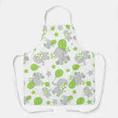 Tablier Motif Des Eléphants, Eléphants Mignons - Grey Vert (Recto)