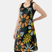 Tablier Motif des fleurs hippies rétro des années 70 - Vin (Insitu)