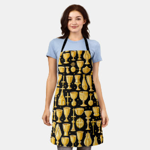 Tablier Motif des Grâles d'or catholique