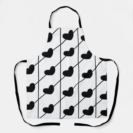 Tablier Motif des rayures du coeur noir (Recto)