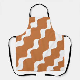 Tablier motif des vagues inclinées Brown et blanches