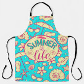 Tablier Motif d'été sur arrière - plan turquoise : paraplu (Recto)