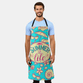 Tablier Motif d'été sur arrière - plan turquoise : paraplu (Porté)