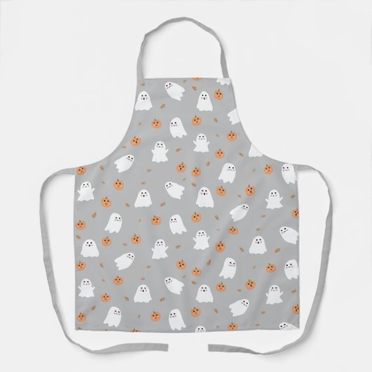 Tablier Motif d'Halloween gris et gris Citrouille (Recto)