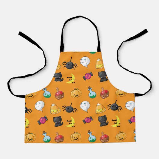 Tablier Motif d'Halloween mignon avec arrière - plan orang (Recto)