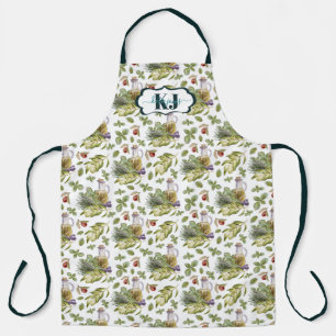 Tablier Motif d'huile d'olive à l'aquarelle jolie Monogr