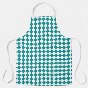 Tablier Motif diamant à carreaux blanc sarcelle