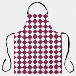 Tablier Motif diamant à carreaux blancs et bordeaux