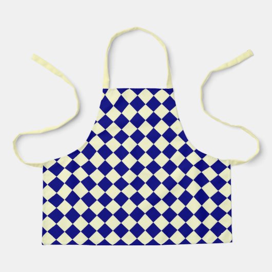 Tablier Motif diamant à carreaux bleu jaune (Recto)