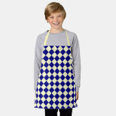Tablier Motif diamant à carreaux bleu jaune (Porté)