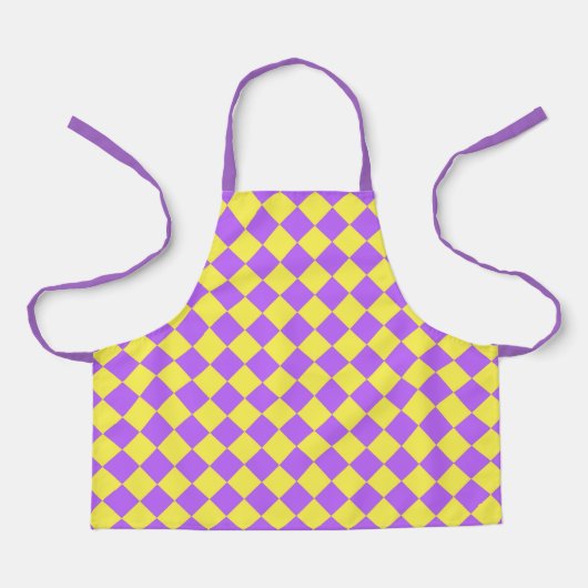 Tablier Motif diamant à carreaux jaune violet (Recto)