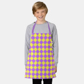 Tablier Motif diamant à carreaux jaune violet (Porté)
