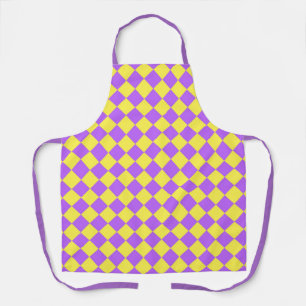 Tablier Motif diamant à carreaux jaune violet