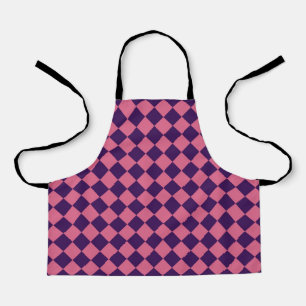 Tablier Motif diamant à carreaux rose violet