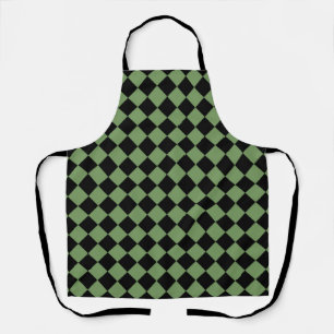 Tablier Motif diamant à carreaux vert noir