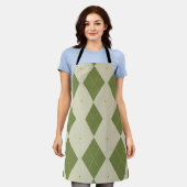 Tablier Motif diamant Argyle vert olive (Porté)