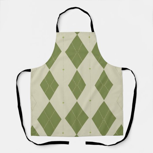Tablier Motif diamant Argyle vert olive (Recto)