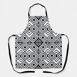 Tablier Motif diamant géométrique noir et blanc