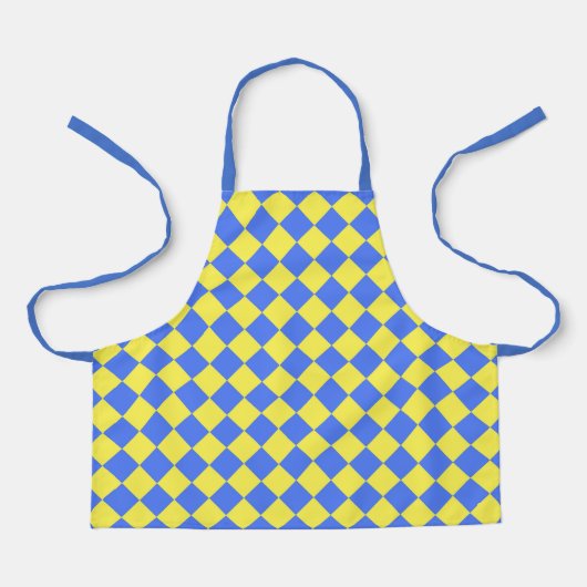 Tablier Motif diamant jaune bleu Checker (Recto)