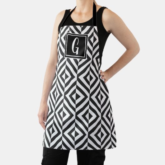 Tablier Motif diamant noir et blanc Monogram (Insitu)