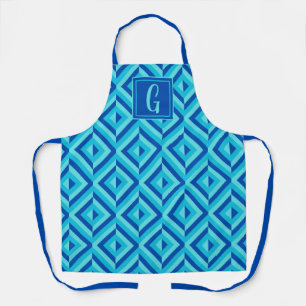 Tablier Motif diamant trois tons bleu monogramme