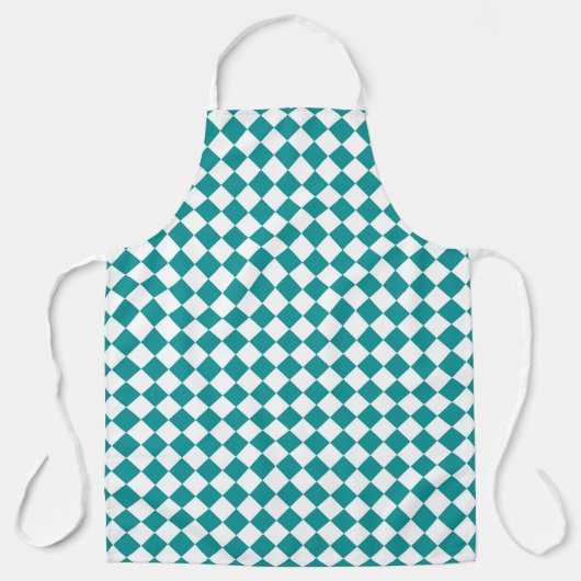 Tablier Motif diamant turquoise blanc Checker (Recto)
