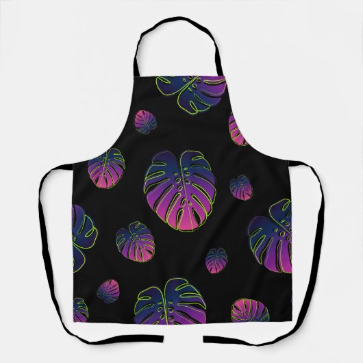 Tablier Motif d'illustration de feuille tropicale Monstera (Recto)