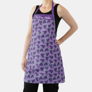 Tablier Motif d'illustration stylisé violet de raisin