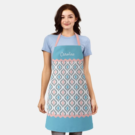 Tablier Motif d'oignon bleu bleu rose personnalisé (Porté)