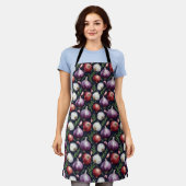 Tablier Motif d'oignon moderne noir (Porté)