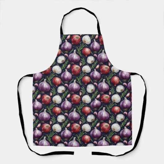 Tablier Motif d'oignon moderne noir (Recto)