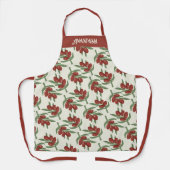Tablier Motif d'olives rouges avec nom (Recto)